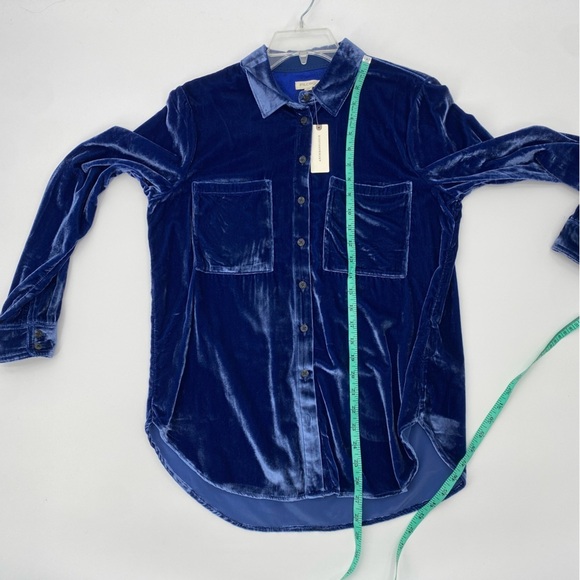 Anthropologie Pilcro Blue Velvet Button down long sleeve size S - Picture 7 of 12